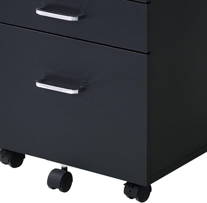 Modern 3 Drawer Small File Cabinet with Lock Under Desk Locking Storage Drawers Organizer for Home Office Filing CabinetsBlack