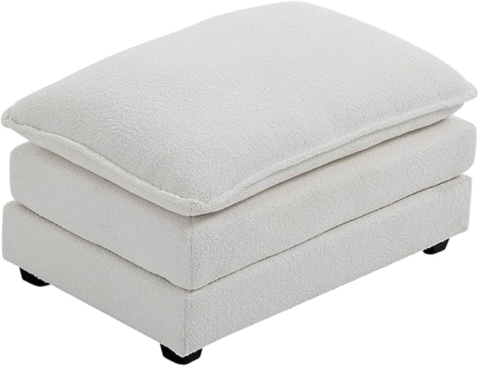 VINGLI 36.6 Big Cloud Comfy Ottoman Teddy Fleece White