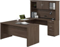 Bestar Logan 66W U or L-Shaped Executive Office Desk with Pedestal and Hutch in Antigua