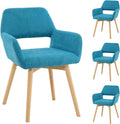 Mid Century Modern Dining Chairs Set of 4 &amp 2 &amp 6 Comfy Accent Chair Upholstered Kitchen Dining Living Room Chairs for Bedrooms Waiting Room Home Arm Desk Chair No Wheels (Teal 4)