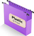 Plastic Extra Capacity Hanging File Folder Letter Size12 Pack Reinforced Purple Hanging Folders ExpandableHeavy Duty Folders 2 Inch ExpansionHanging File Organizer Designed for Bulky Files