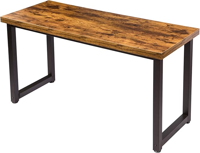 TOPSKY Computer Desk 59 inch Large Office Desk Gaming Desk Writing Desk Large Legroom Metal Frame 1.88 Thickness Desktop (Rustic Brown)