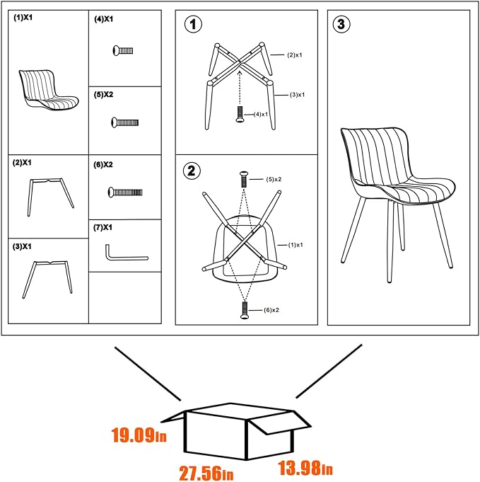 YOUNUOKE Mid-Century Modern Dining Chairs Set of 2 White PU Leather Upholstered Kitchen Chairs with Black Metal Legs Armless Accent Chair for Dining Room Guest Reception Room