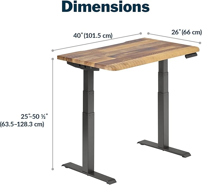 Vari ComfortEdge 40x26 Inch Adjustable Standing Desk – Small Electric Sit Stand VariDesk for Apartment Bedroom or Home Office + Beveled Edge Tool-Free Assembly (Reclaimed Wood)