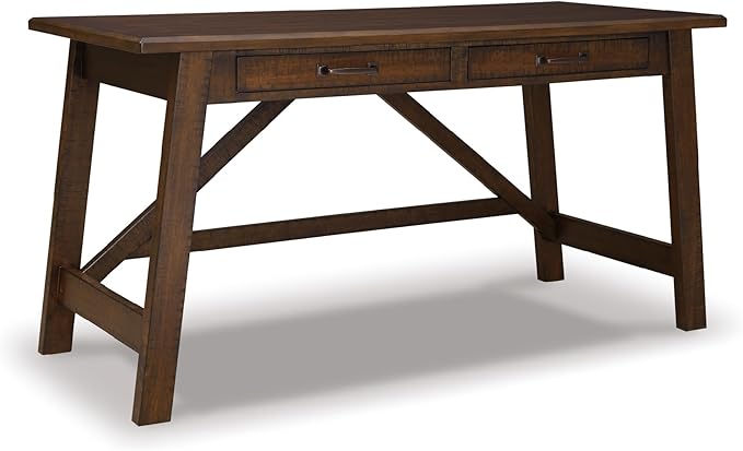 Signature Design by Ashley Baldridge Home Office Desk Rustic Industrial Desk With Drawers Wood Construction Smooth-Gliding Storage for Workspaces Ideal Office Desk for Home Offices Brown