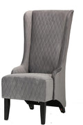 Henf Fabric Upholstered Wingback Accent Chair Velvet Living Room Chair Accent Chair Modern Tufted Leisure Chair with Arms High Backrest Indoor Sofa Chair with Solid Wood Legs Grey