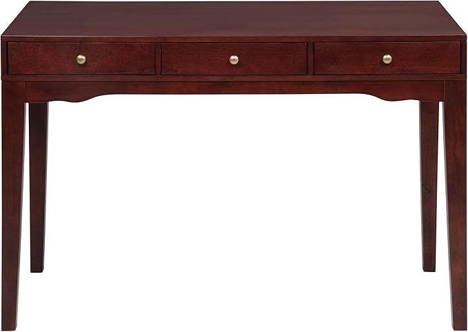 eHemco Solid Wood Library/Home Office Writing Desk with 3 Drawers Cherry
