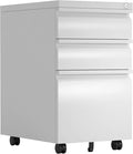 Steel 3 Drawer File Cabinet with Lock Rolling Locking Filing Cabinet with Wheels Mobile Metal Steel Office Cabinets Under Desk with Key
