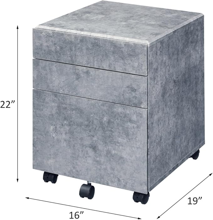 Hassyee Wooden Case-Frame Rectangular 3 Drawers File Cabinet with 5 Caster Wheels Home Office Corner Filing Cabinets Assembly Required