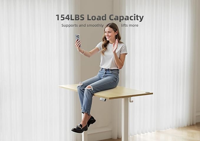 Seang Standing Desk with Adjustable Height 40x24 Inch Electric Stand Up Desk for Home Office Studio Computer Workstation Nature Top