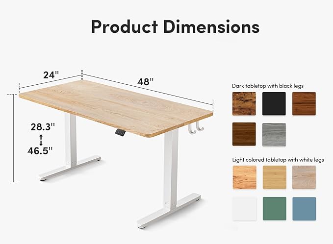 FEZIBO Electric Standing Desk 48 x 24 Inches Height Adjustable Stand up Desk Sit Stand Home Office Desk Computer Desk Maple