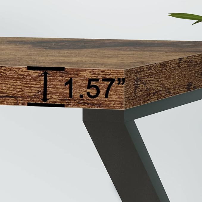 HSH Rustic Brown Desk Industrial Home Office Computer Desk Farmhouse Metal and Wood Computer Table Simple Bedroom Laptop PC Desk for Student Writing Study Gaming Executive Workstation 55 in