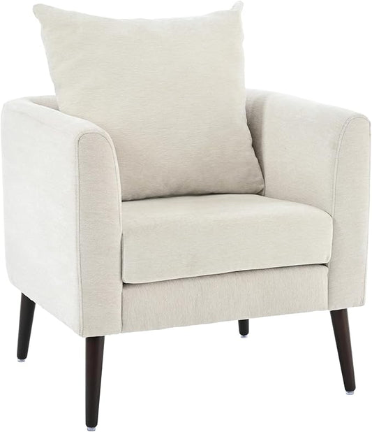Modern Accent Chair for Living Room Chairs Comfortable Lumbar Support Armchair Removable Cushion Covers Single Sofa Chair with Solid Wood Legs Bedroom Reading Chair Beige