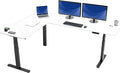 VIVO Electric Height Adjustable 83 x 60 inch Corner Stand Up Desk 2 White Marble Dry Erase Solid Table Tops Black Frame Memory Controller L-Shaped Workstation 3E Series DESK-KIT-3E8BWM