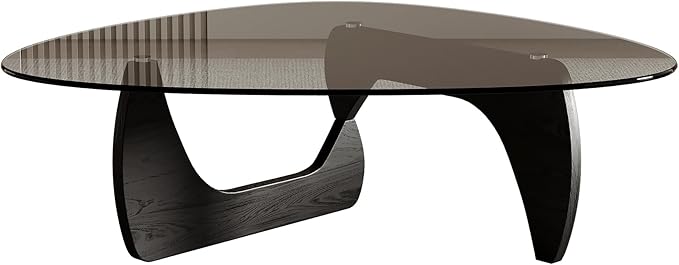 Honyee Morden Coffee Table 42.5 x 28.5 x 16.1 Triangle Tempered Glass Top for Living Room Color: Black