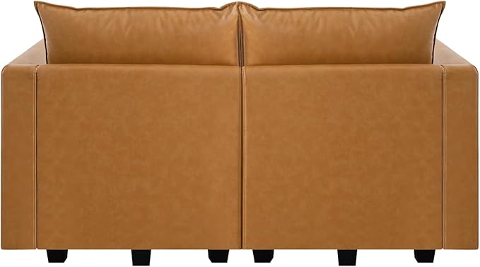 Naomi Home Elizabeth Modern Loveseat Sofa with Extendable Design &amp Soft Comfortable Seating – Air Leather Modular loveseat sofa with Sturdy Wooden Frame Ideal for Small Spaces Easy Assembly Car