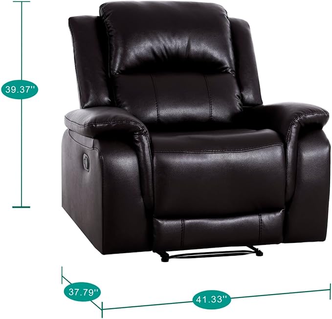 Naomi Home Katie Oversized Espresso Faux Leather Chaise Lounge Luxurious Comfort for Home Theater &amp Lazy-Boy Enthusiasts Plush Cushioning Ergonomic Recline Easy Assembly