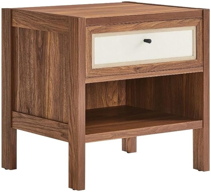 Modway Capri Mid-Century Modern Wood Grain Nightstand Bedside Table in Walnut Side Table with Drawer Nightstand with Storage