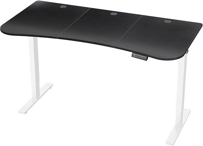 VIVO Electric 63 x 32 in Standing Desk Memory Height Adjustment 1B Series Holds 220 lbs Black Carbon Fiber Top White Frame DESK-KIT-1W1R