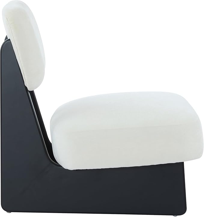 Christopher Knight Home Mores Low Profile Accent Chair Set of 2 Modern Living Room Armless Lounge Chair Fabric Comfy Reading Chair for Bedroom Wooden Frame and Thick Padded Seat Black+White