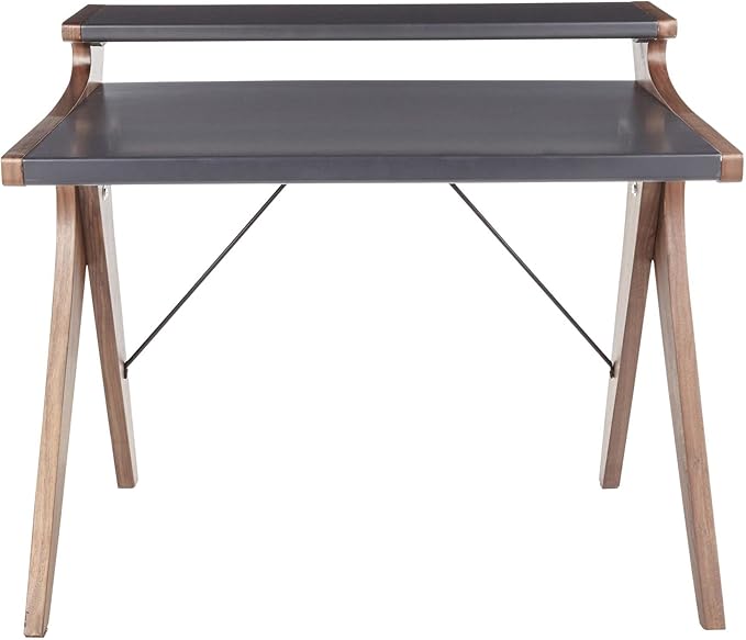 LumiSource Archer Walnut Desk Home Office Desk Computer Desk Small Desk for Bedroom Gaming Desk Contemporary Desk