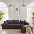 104” Cloud Sectional Couch with L-Shape Chaise Convertible Sofa with Deep Seat Modern Oversized Fluffy Couch with Sleeper Chaise Corduroy Sofas Bed Minimalist Sofa Couches(Black)