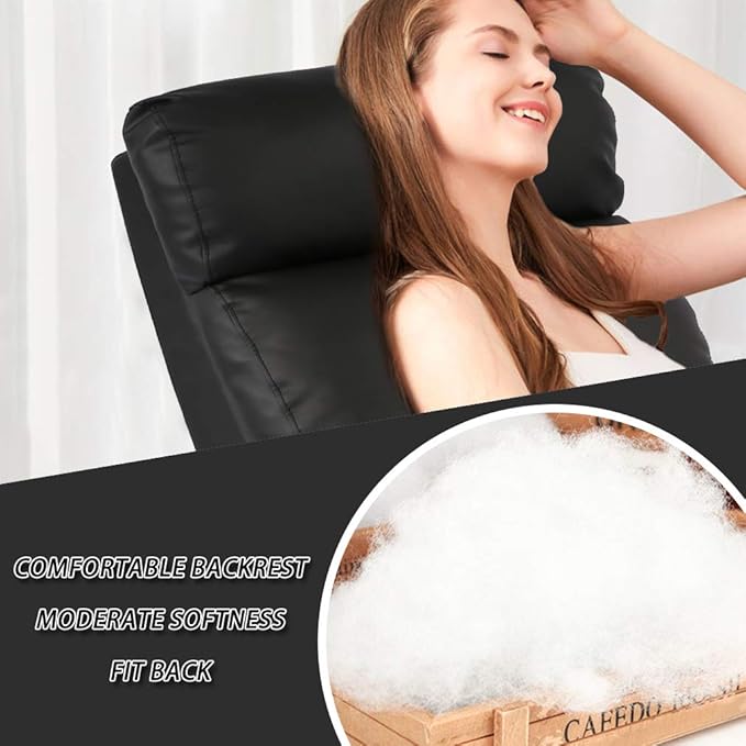 BestMassage | Recliner Chair | with 2 Point Massage Function | Black | with Lumbar Support Adjustable Push Back Wide Armrests Footrest &amp Padded Seat | Easy Assembly | for Living Room Home Thea