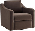 Modway Liora Performance Velvet Swivel Accent Chair in Chocolate Comfortable Stain-Resistant Velvet Armchair with Curved Armrests for Living Room Bedroom Reading Nook
