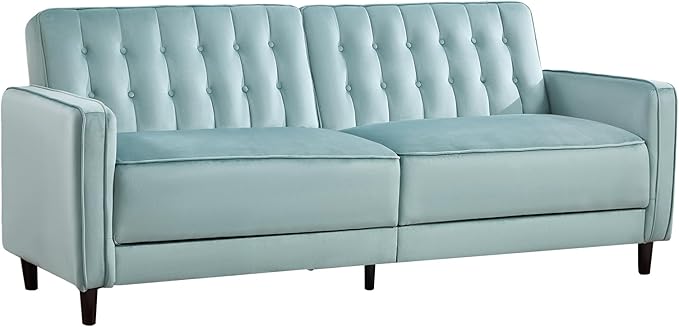 CANMOV Convertible Sofa Bed82″Fabric Futon Couch with Adjustable Backrest3 in 1 Convertible Comfy Loveseat Recliner Sleeper Sofa Bed for Living RoomBlue