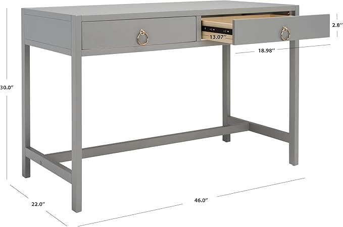 SAFAVIEH Home Collection Esther Grey 2-Drawer Desk