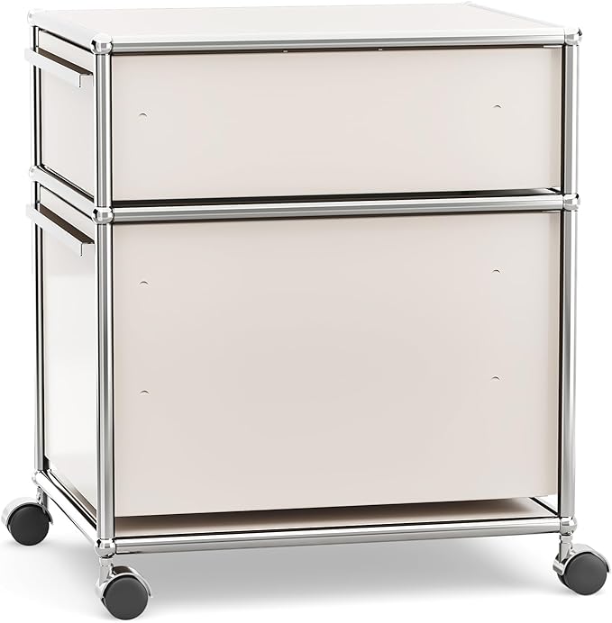 Steel Mobile File Cabinet for Office &amp Home with 360° Silent Wheels Smooth Drawer Slides Large Capacity Waterproof and Rust-Proof Stylish &amp Durable Storage Cabinet (2 Drawer White)