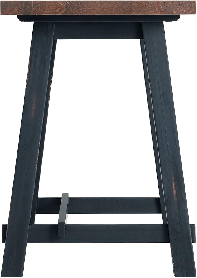 Adam 32 in. Solid Pine Wood Desk Rustic Industrial Style Distressed Black Sawhorse Legs Compact Office Desk Natural Wood Characteristics 32 in. W x 21 in. D x 30 in. H Ideal for Home Office