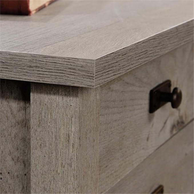 Pemberly Row L-Shaped Farmhouse Computer Desk 65.12 W x 58.66 D Engineered Wood Mystic Oak Finish 2 Drawers with Storage Cord Management Home Office Desk for Work or Study