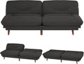 JUMMICO Convertible Futon Sofa Bed Sleeper Futon Couch with Adjustable Backrest and Armrests Modern Loveseat with Sturdy Wood Frame for Small Spaces Apartments (Fabric Black)