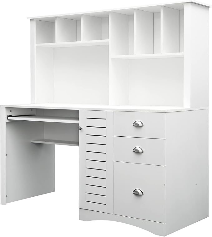 Home Office Computer Desk Antiqued White Finish
