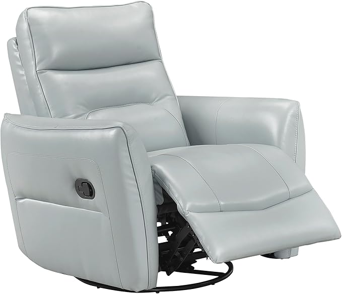 Lexicon Swivel Glider Reclining Chair Top Grain Leather Match Manual Recliner Comfy Nursery Glider Recliner Swivel Reclining Chair for Living Room/Office/Bedroom/Apartment Aqua