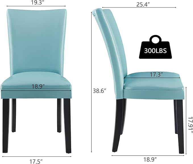 MODERION Parsons Solid Wood Dining Chairs Set of 8 with UP High Back Kitchen Chairs with Upholstered Seat Holds Up to 300 LbsAccent Chairs Easy Assembly Light Blue CY1331HL