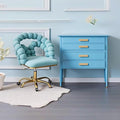 Home Chair Swivel Velvet Desk Chair Teal Upholstered Accent Chairs with Gold Base for Girls Women Study Seat Unique Boho Computer Stools Vanity Stools for Living Room(GoldTeal)