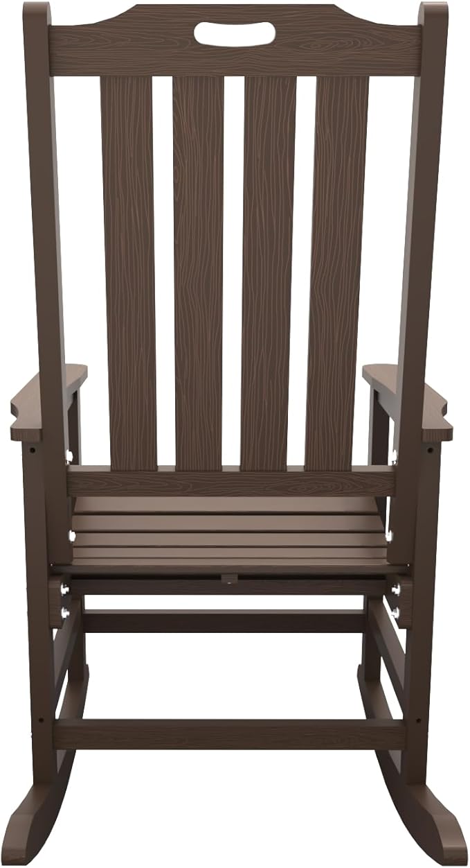 Oversized Rocking Chair Set of 2 Outdoor Rocking Chair for Adults All Weather Resistant Porch Rocker for Lawn Garden Brown