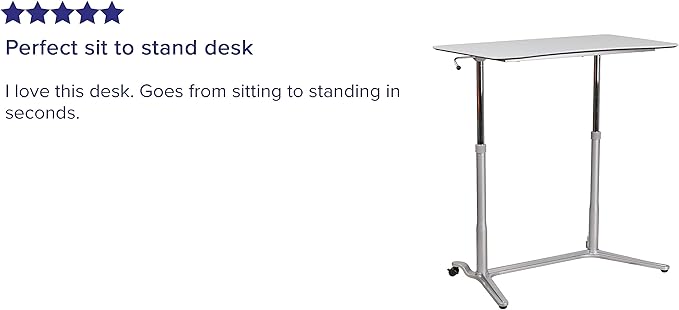Flash Furniture Merritt Sit-Down Stand-Up Light Gray Computer Ergonomic Desk with 37.375''W Top (Adjustable Range 29'' - 40.75'')