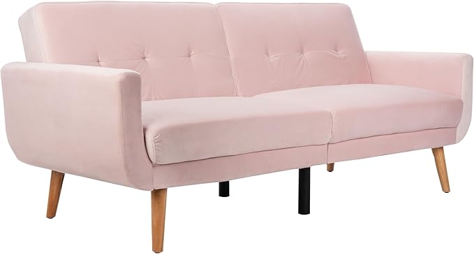 Safavieh Home Bushwick Grey and Brown Foldable Convertible 82.7 Tufted Sofa Bed Futon