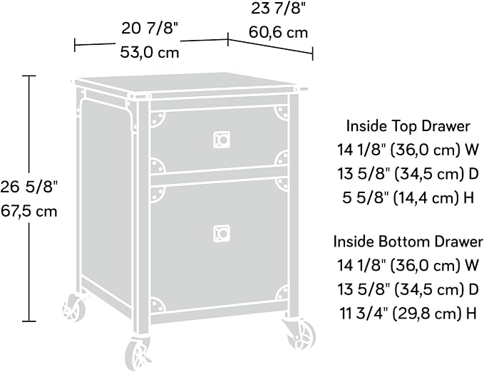 Mobile 2 Drawer Small File Cabinet with Lock Modern Under Desk Locking Storage Cabinet Organizer for HomeOffice Engineered Wood Filing CabinetsDarkOak