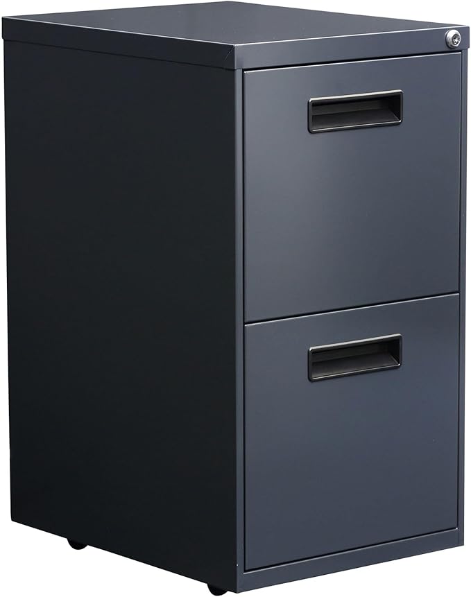 Alera PA54-2820CH Two-Drawer Metal Pedestal File 16w x 19-1/2d x 28-1/2h Charcoal Charcoal