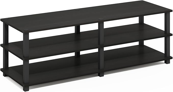 Furinno TURN-S-TUBE TV Stand 3-Tier No Tools Entertainment Center TV Console for TV up to 46 Inch for Living Room Bedroom Espresso