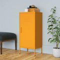 Metal Storage Cabinet with Single Doors and 2 Adjustable Shelves Steel Garage Storage Cabinet File Cabinet Counter Cabinet for Home GarageSchool 16.7x13.8x40 Mustard Yellow -AA