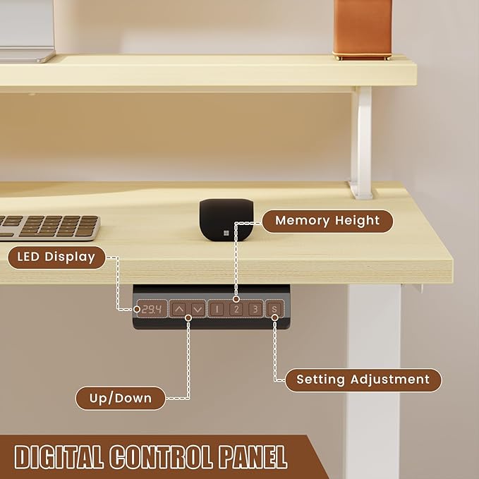 Flycity Electric L Shaped Standing Desk with File Cabinet 59 x 59 Corner Computer Desk with Drawers Dual Motor Stand Up Desk with Storage Home Office Standing Desk Adjustable Height Maple