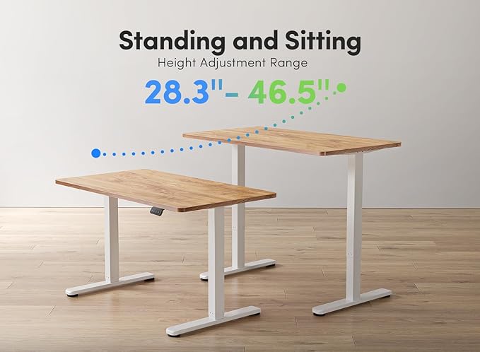 FEZIBO Electric Standing Desk Height Adjustable Stand up Desk 40 x 24 Inches Sit Stand Home Office Desk Computer Desk Light Rustic Brown
