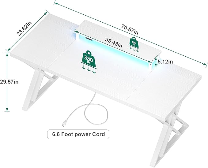 79 Inch Two Person Desk with Drawers Extra Long Desk with Storage Shelves Double Home Office Desk with Hooks 2 Person Writing Study Table Workstation for Home Office (70'' White2)