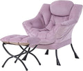 Tiita Lazy Chair with Ottoman Purple Modern Large Accent Armchair Comfy Leisure Sofa Reading Chair with Footrest for Bedroom Living Room Dorm Rooms Garden Velvet Light Purple