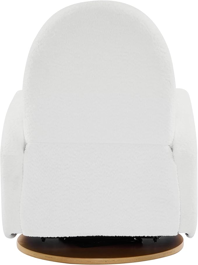Christopher Knight Home Sidney Boucle Fabric Upholstered 360° Swivel Chair Push-Back Recliner Solid Wood Glider Recliner with Rotation Living Room Lounge Chair Adjustable Backrest Milky White